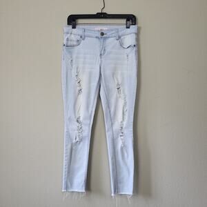 Elite Jeans Womens Light Blue Distressed Light Wash Mid Rise Skinny Jeans Sz 7/8